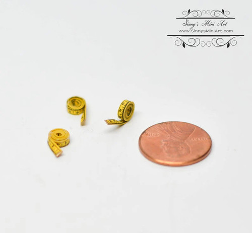 Three pieces 1:12 Dollhouse Miniature Tape Measure DI FS607 - Picture 2 of 4