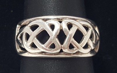 SOLVAR Irland Sterling Silber Ring Gr. 8 signiert Vintage keltische Symbole 925