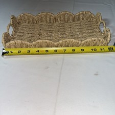 12  Wicker Scalloped Edge Serving Tray, Rectangle Tray with Built-in Handle...