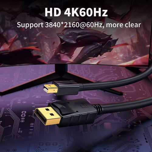 Mini DP to DP DisplayPort Display Port 1.2 Cable 4K@60Hz for MacBook Air Pro Mac - Picture 4 of 9