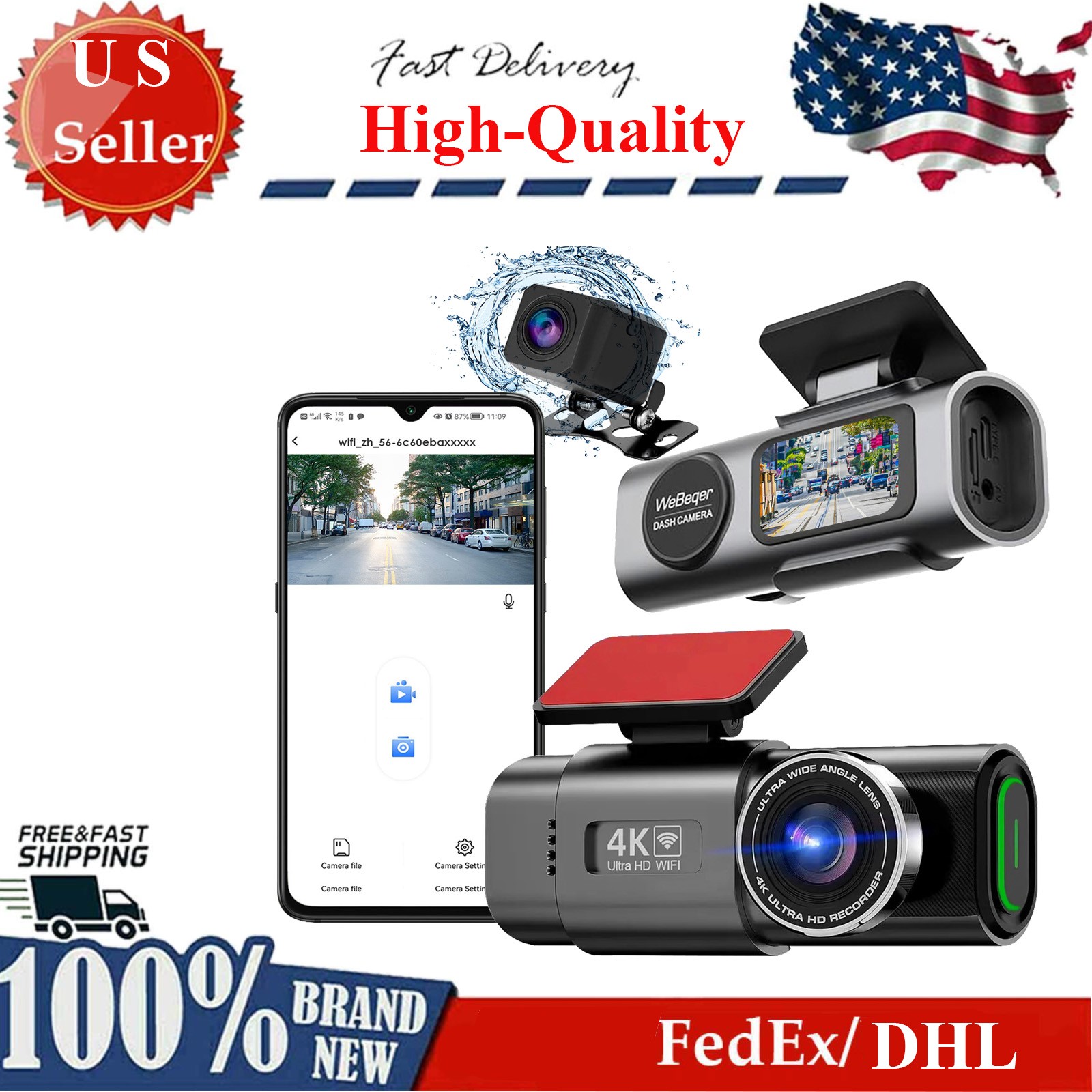 W/ 4k/1080p Dual Channel Feature,wifi And 140&deg; Wide Angle
