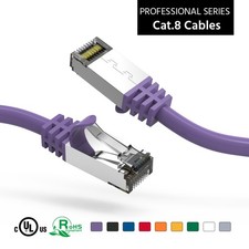 5 Pack of 2Ft CAT8 S/FTP Ethernet Network Cable Purple 26AWG