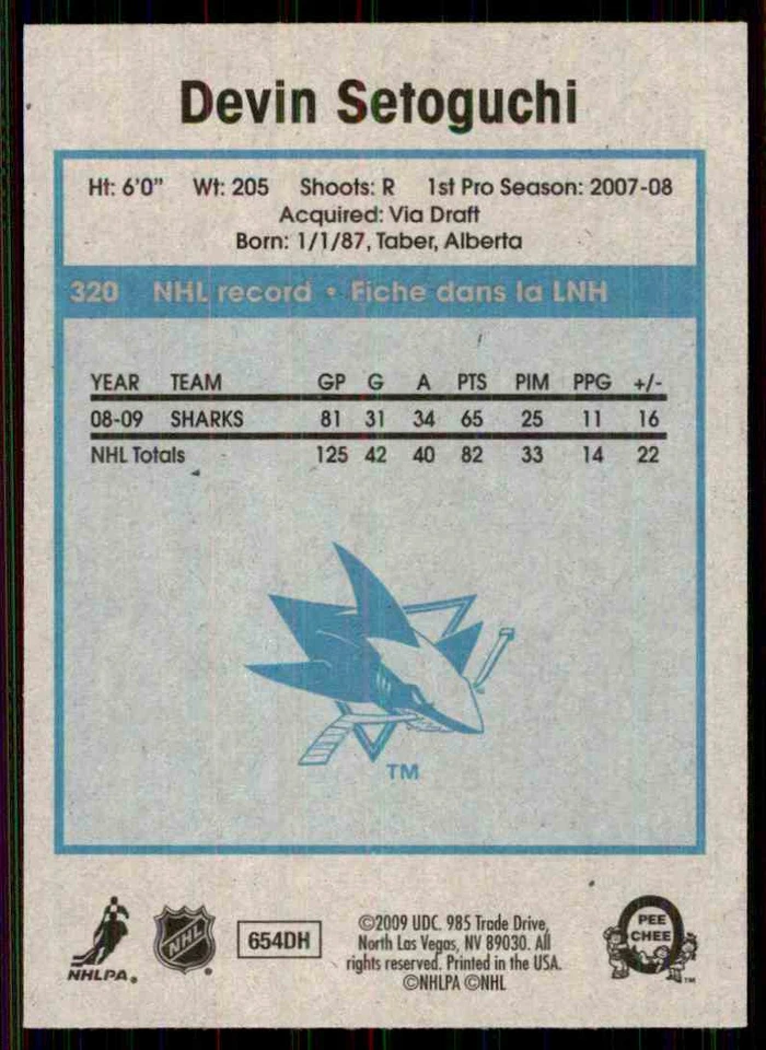 2009-10 O-PEE-CHEE RETRO DEVIN SETOGUCHI #320 - Image 2 of 2