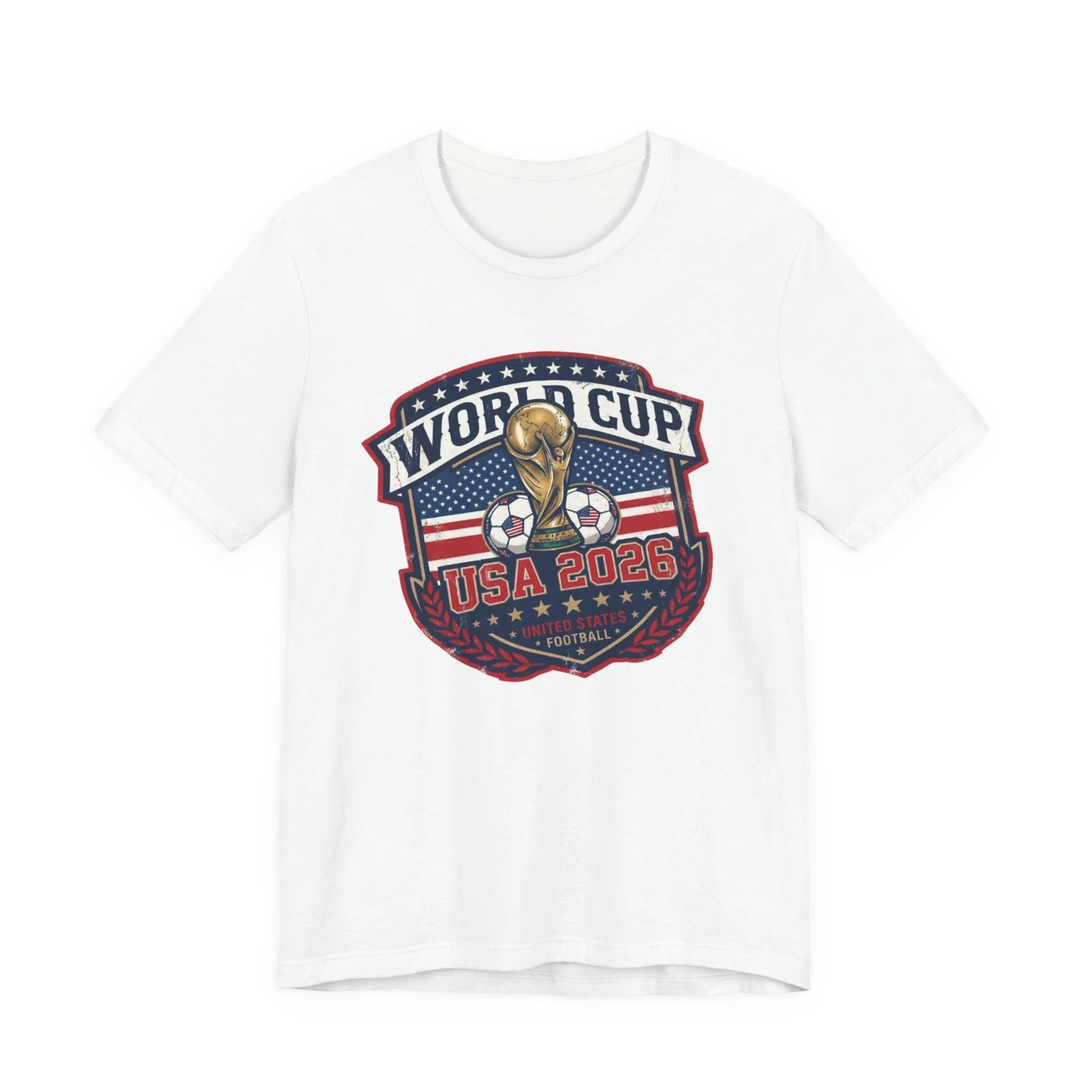 World Cup USA 2026 Soccer Trophy Tee | USA Flag Back