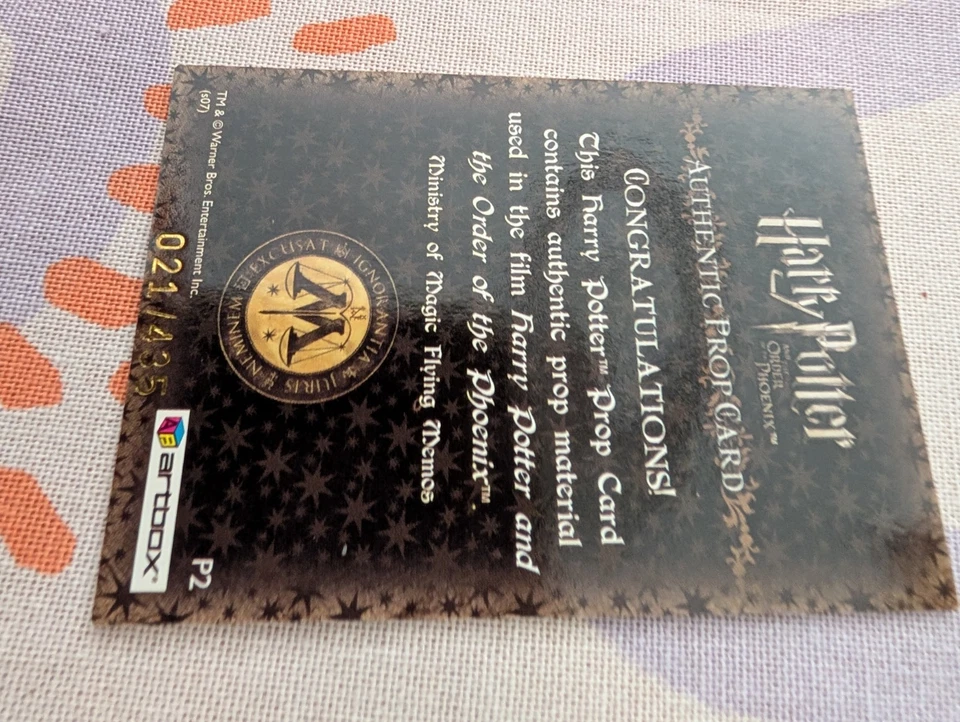 Harry Potter OOTP Phoenix Prop Card Ministry Of Magic Flying Memos P2 021/435  - Image 3 of 4