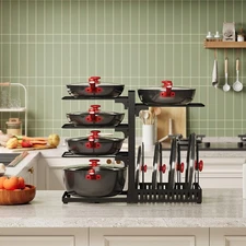 pots and Pans Organizer Under Cabinet, Pot and Pan Organizer Rack, Two-Sided ...
