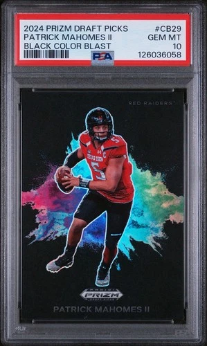 2024 PANINI PRIZM DRAFT PICKS BLACK COLOR BLAST PATRICK MAHOMES II CB29 PSA 10