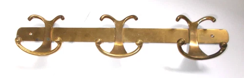 Antique Vintage Brass English Coat or Hat Rack 3 Pegs 24 1/2" x 4 1/2"