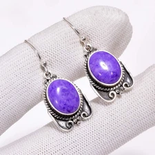 Purple Charoite 925 Sterling Silver Earring, Christmas Gift, Gift For Her E38221
