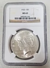 1923 Silver Peace Dollar Coin NGC MS63 Great Condition