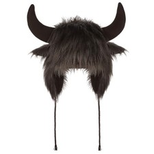 XGOPTS Winter Faux Fur Plush Hat with Horns Warm Animal Horn Ox Earflap Cofffee