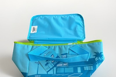Trader Joe s  BLUE with Green Zipper Mini Insulated BAG /TOTE NEW, Genuine