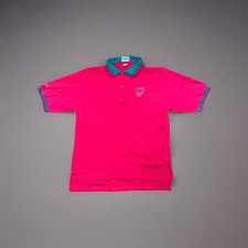 Vintage 90s Brunswick Rhino Pro Bowling Polo Shirt Magenta Teal Made in USA L