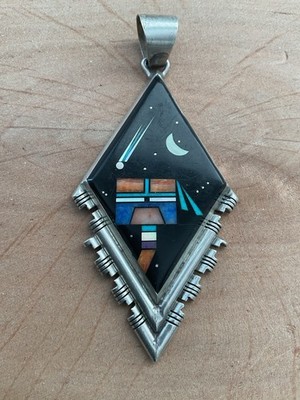NAVAJO YEI NIGHT CEREMONY BRYON YELLOWHORSE STERLING SILVER PENDANT