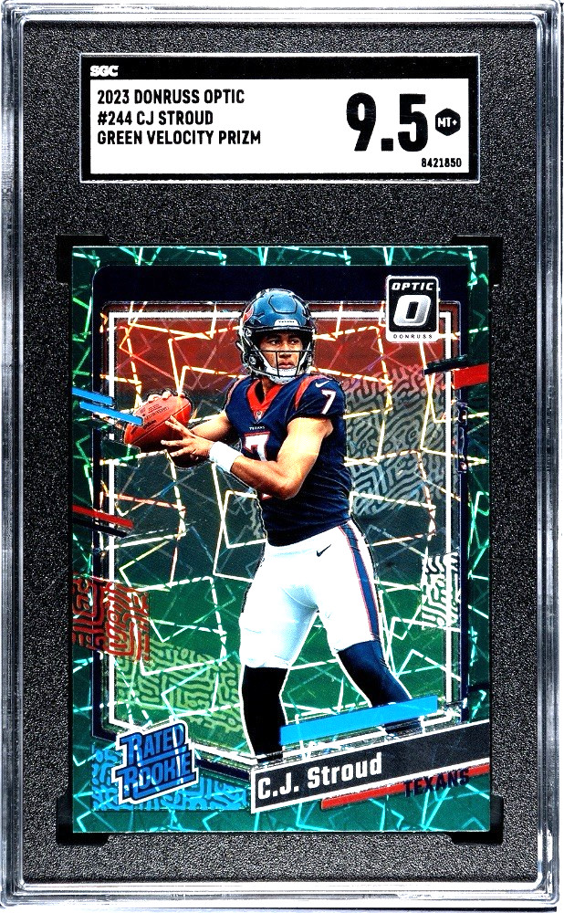 CJ Stroud 2023 Donruss Optic #244 Green Velocity Prizm Rookie Card SGC 9.5 MT+