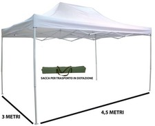 Gazebo Apertura Rapida A Fisarmonica  3 X 4,5 Mt Bianco Impermeabile 3x4,5 Maior