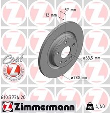 2x ZIMMERMANN Bremsscheibe COAT Z 610.3734.20 für XC40 VOLVO 536 Mild Hybrid AWD