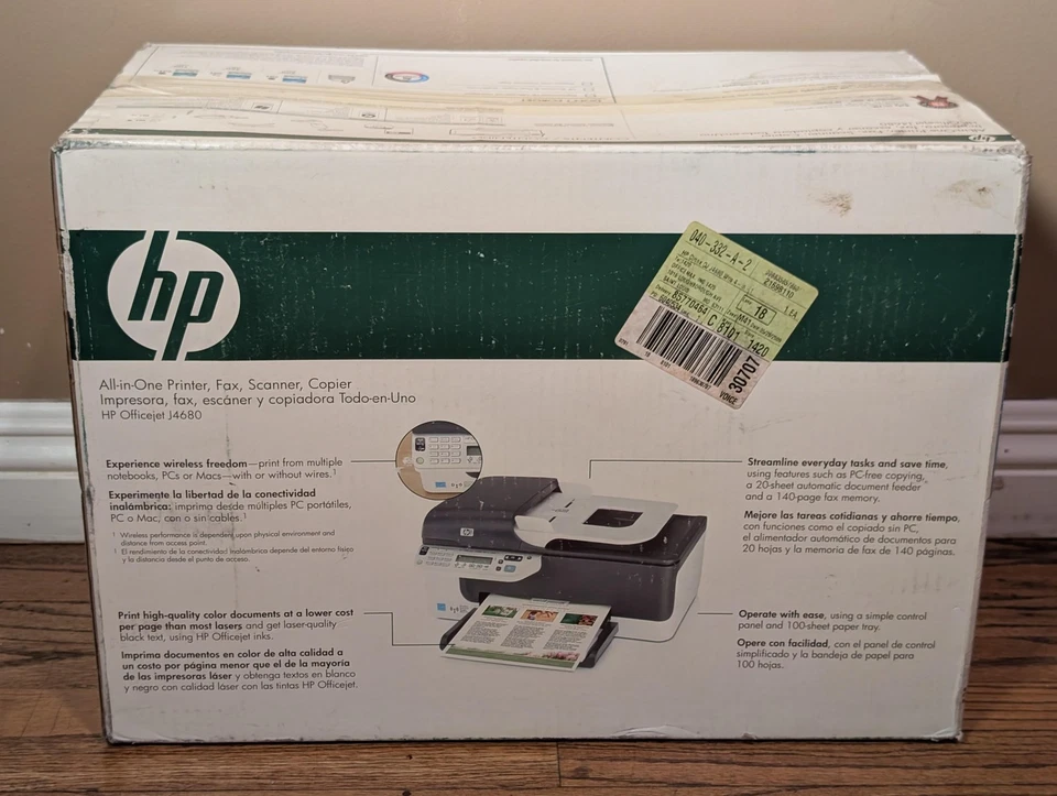 HP Officejet J4680 All-in-One Printer Fax Scanner Copier Wireless Wi-Fi Inkjet - Image 3 of 4
