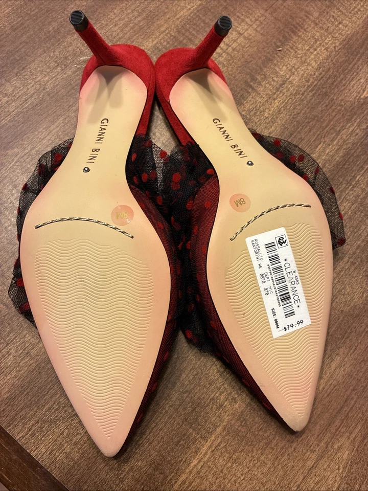 Zapatos Gianni Bini para mujer rojos negros con volantes a lunares Rossallio talla 8 Foto 3 de 4