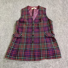 Pendleton Plaid Vest Womens 12 Red Green Wool Vintage Button Front 4076