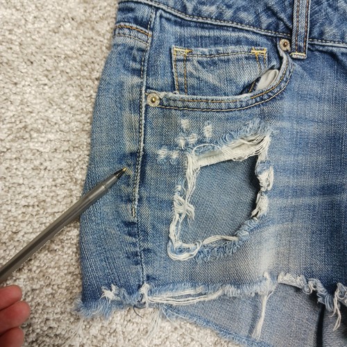 Pantalones Cortos American Eagle Para Mujer 8 Azul Envejecido Denim Rasgado Corte Informal Verano - Imagen 2 de 9