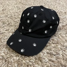 Grassroots California Hat Strap Back Black AOP Leaf Embroidered Limited Edition