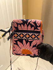 Vera Bradley Pink Geometric Crossbody Bag Small Zip Lined Detachable Strap