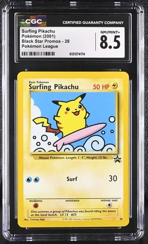 CGC 8.5 Surfing Pikachu 2001 Black Star Promos 28 Pokémon League Pokemon Card