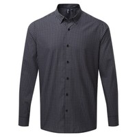 Premier Maxton Mens Long Sleeve Check Shirts Easy Care Poplin Office Work Casual