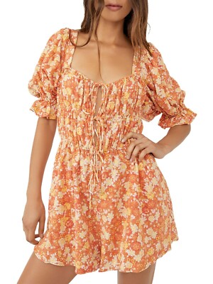 Free People L43306 Womens Orange Combo Show Me Loe Floral Romper Size M