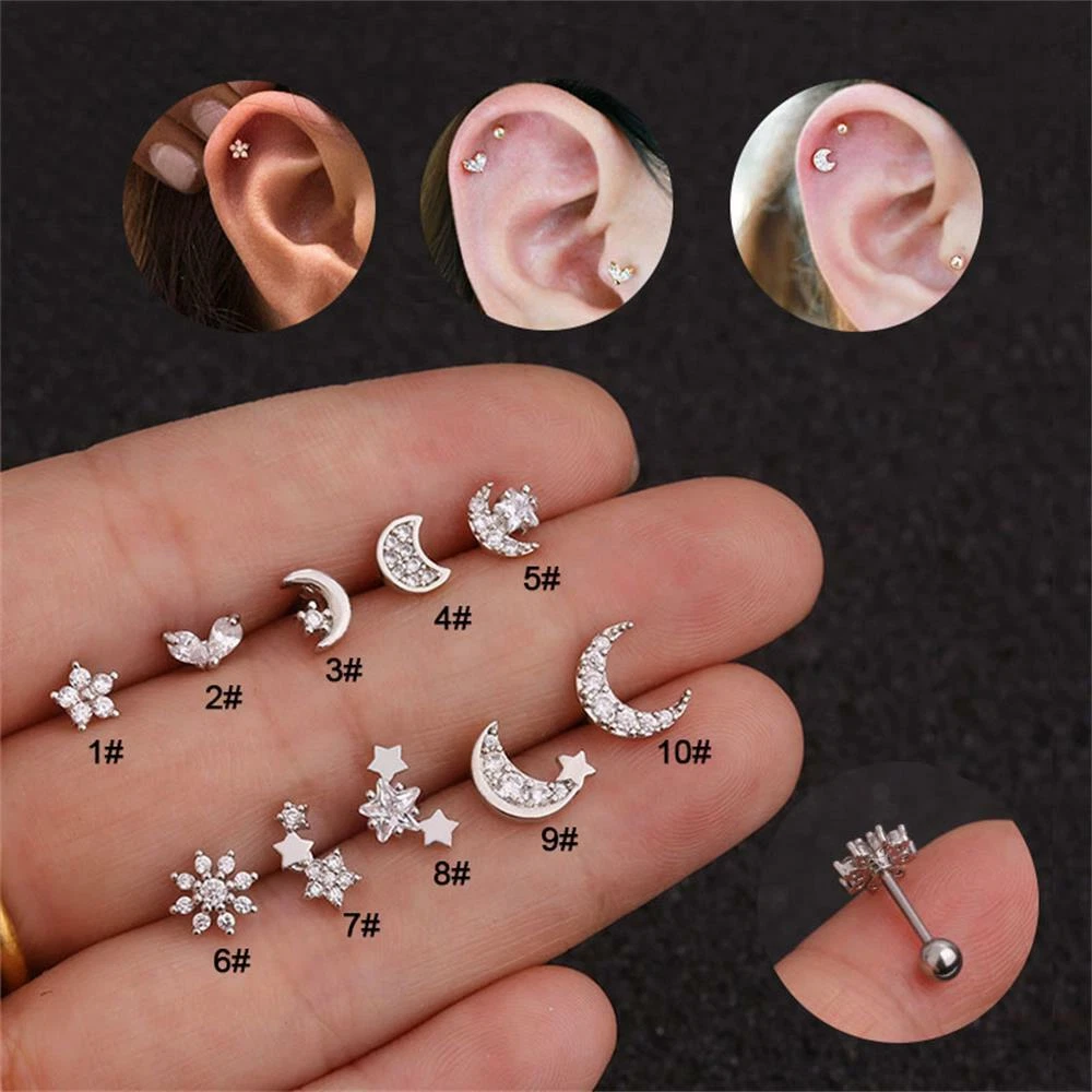 Double Piercing Cartilage Ear Star  eBay