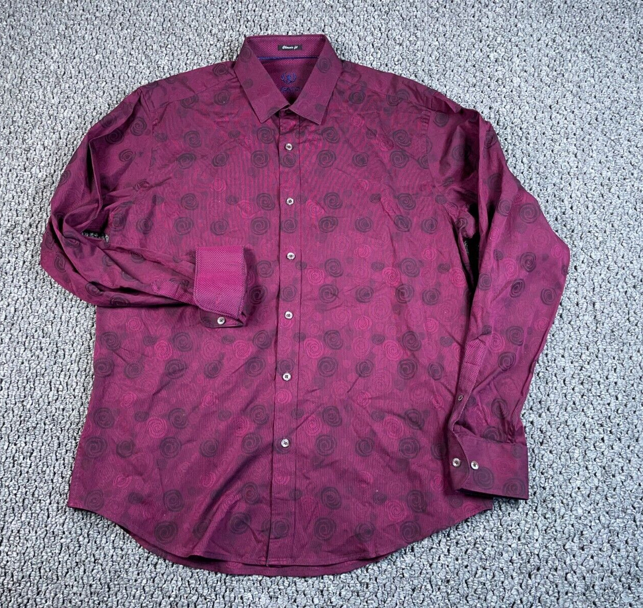 Bugatchi Geometric Pattern Classic Fit Shirt Adul… - image 1