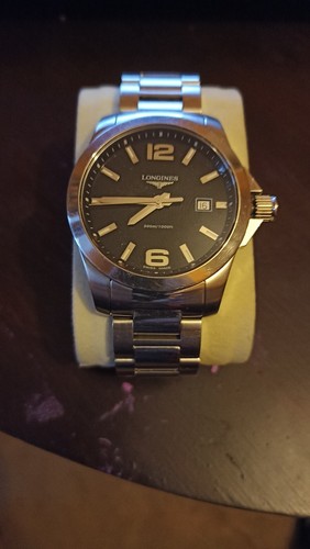 Longines Conquest Quartz L3.659.4 Black Silver Bracelet 41mm date @3 uk - Picture 2 of 9