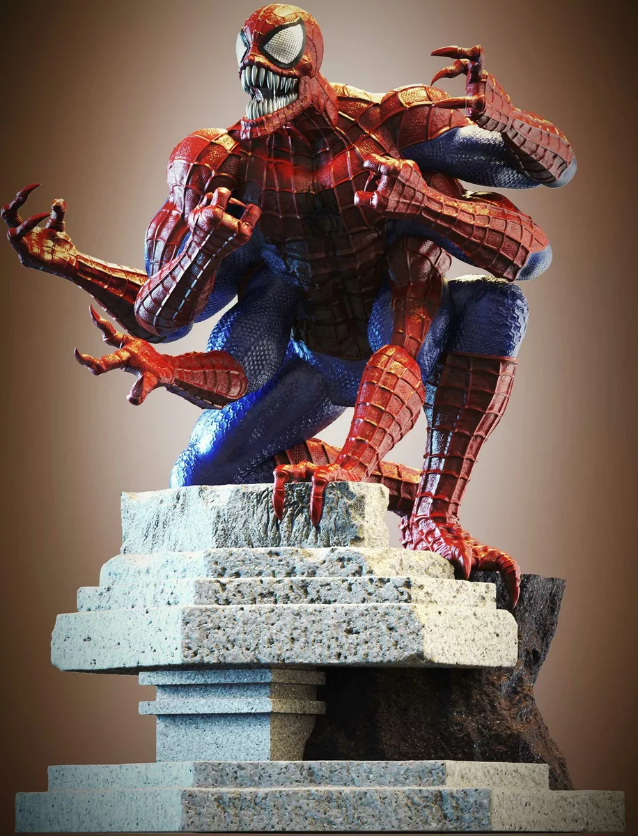 Spiderman VS Venom Marvel 3D Printed and Hand Painted Figure, Decor Gift  Statue 