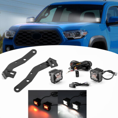 For Tacoma 2016-2023, 4 Modes 40W 3'' Strobe Lights Pod Hood Mounts DT Wire Kit