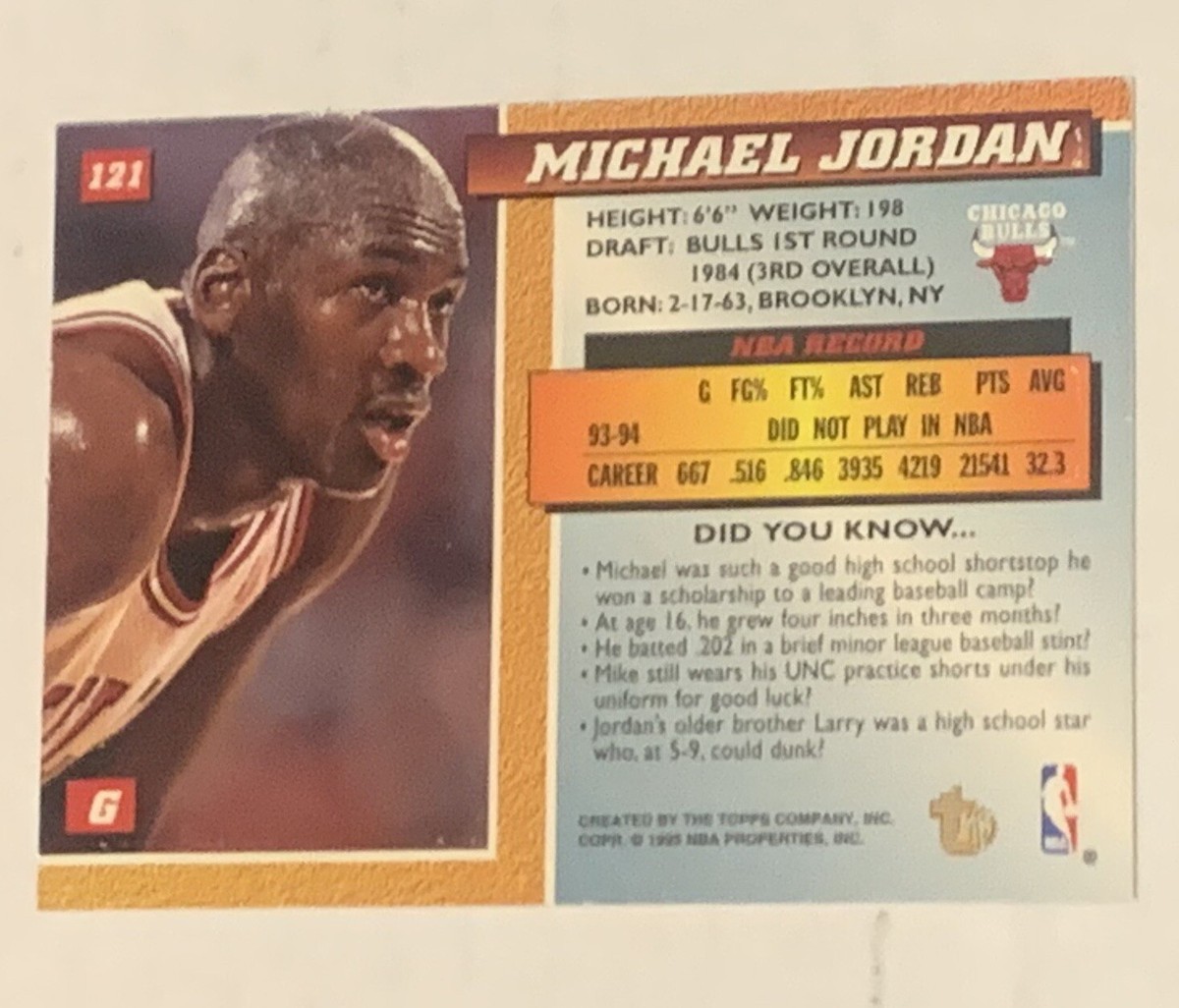 Michael Jordan Topps カード　トレーディングカード 1990-91 Michael Jordan Topps Promo Card 1986 Topps Tribute