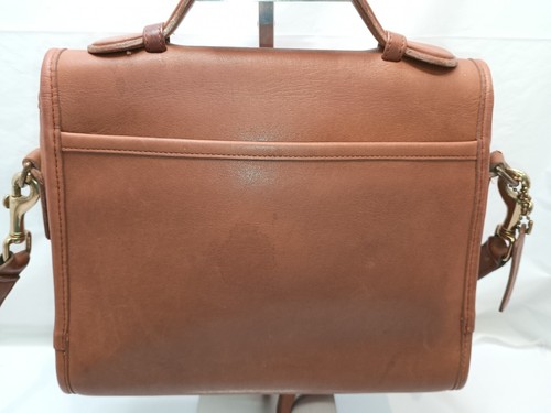 Bolso de Hombro Old Coach 9870 con Cerradura Giratoria Cuero Marrón Vintage Damas Usado - Imagen 8 de 12