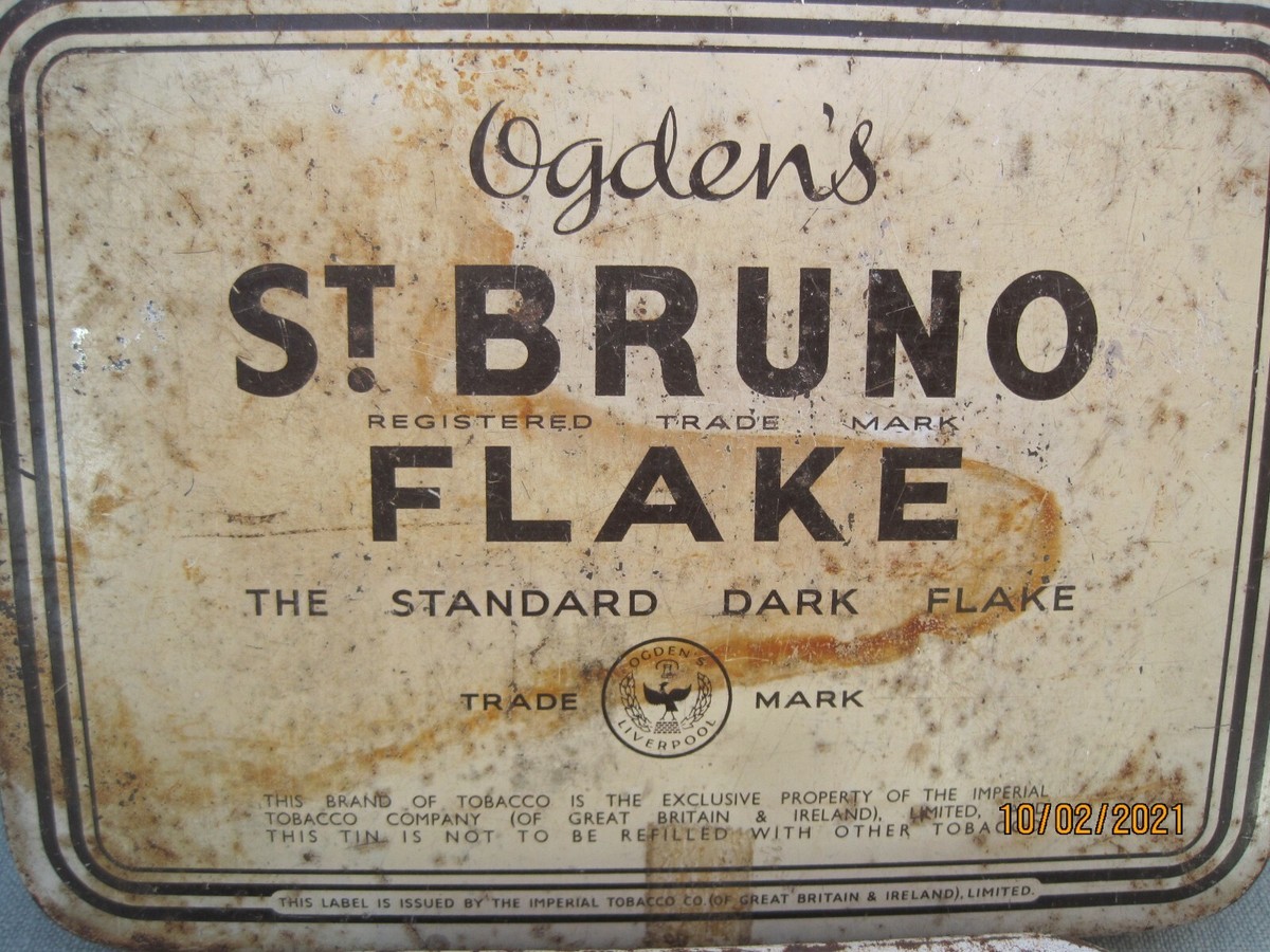ogden's tobacco liverpool Retro Vintage Tobacco Tins St Bruno Brand Ogden's Liverpool by Imperial  Tobacco