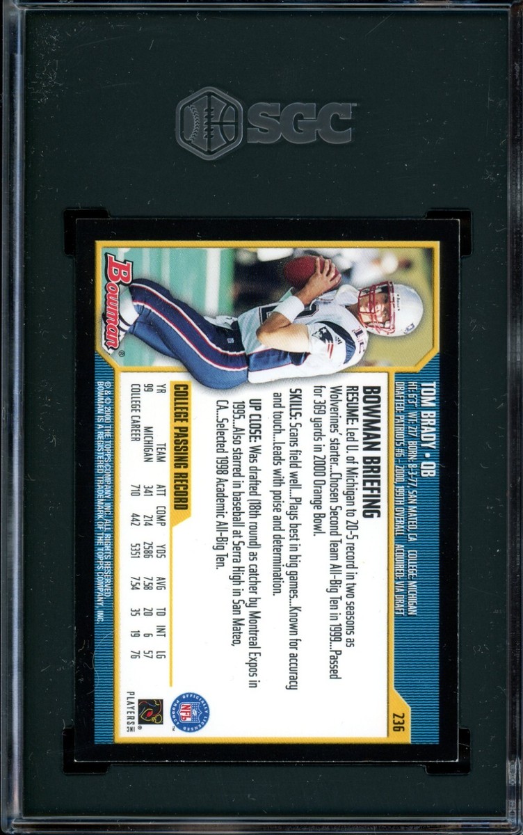 TOM BRADY ~ 2000 Bowman Football Rookie Card RC #28 ~ Graded