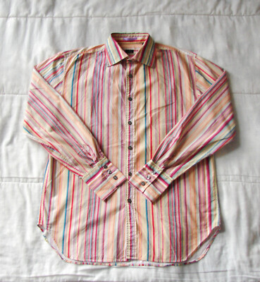 Men's PS Paul Smith Multicolor Striped Long Sleeve Button Up Dress Shirt M