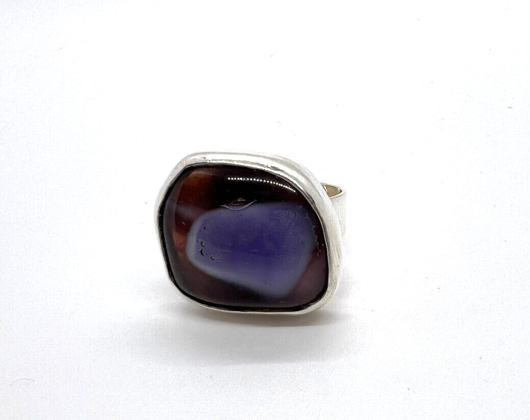 Sterling Silver Adjustable Purple Ring - image 2
