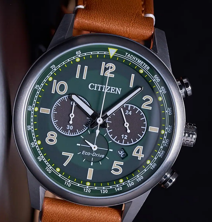 Citizen Green Dial Eco-Drive Chronograph Date Display Men's Watch