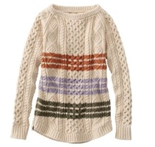 L.L. Bean Women's Signature Cotton Fisherman Knit Tunic Sweater Stripe Sz S EUC