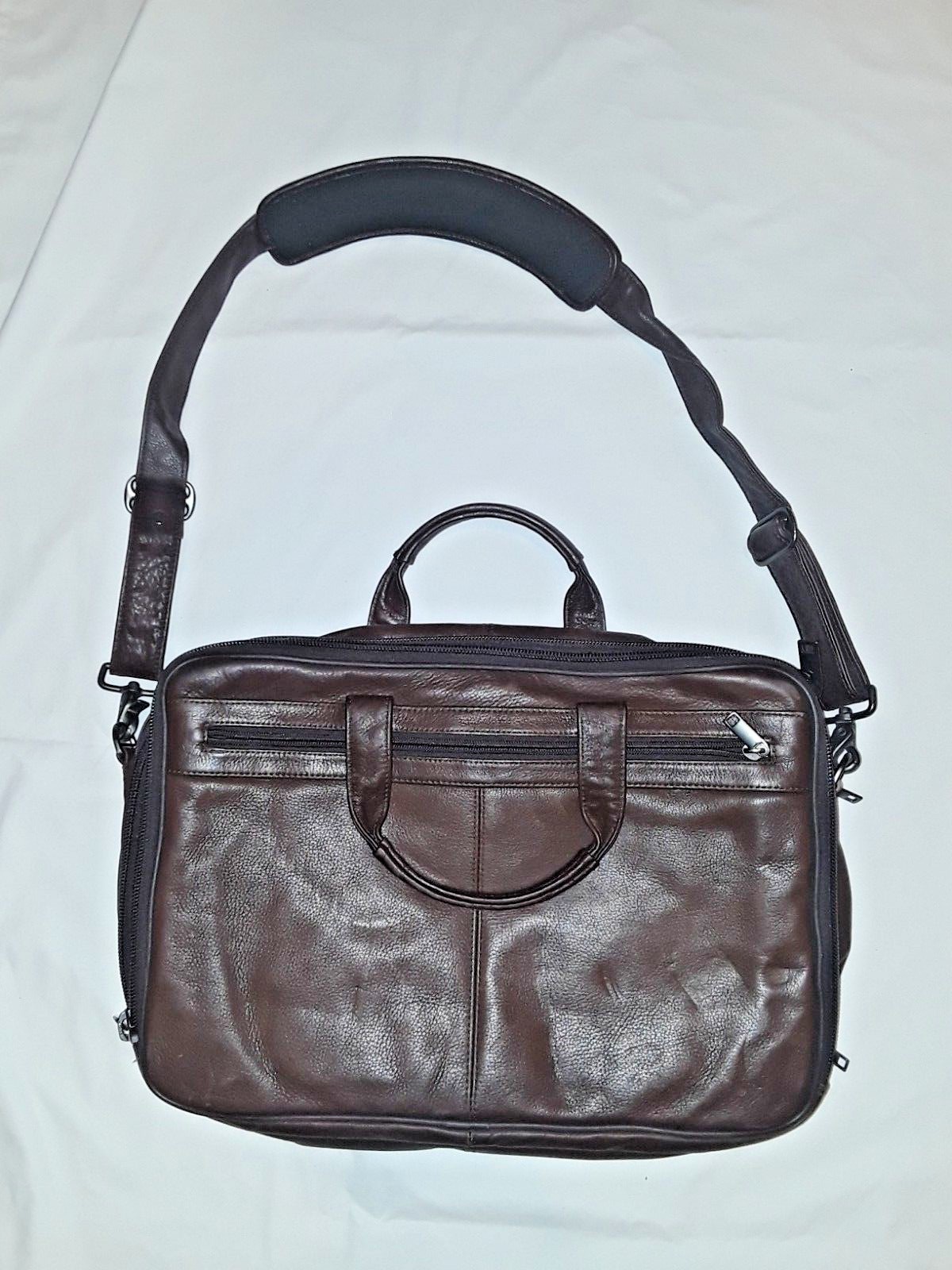 Soft Brown Leather Briefcase with Shoulder Strap/Excellent Condition eBay