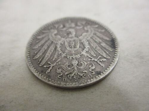 1893-D Germany 1 Mark World Foreign Silver Coin Wilhelm II German Empire KM# 14 - Picture 3 of 8