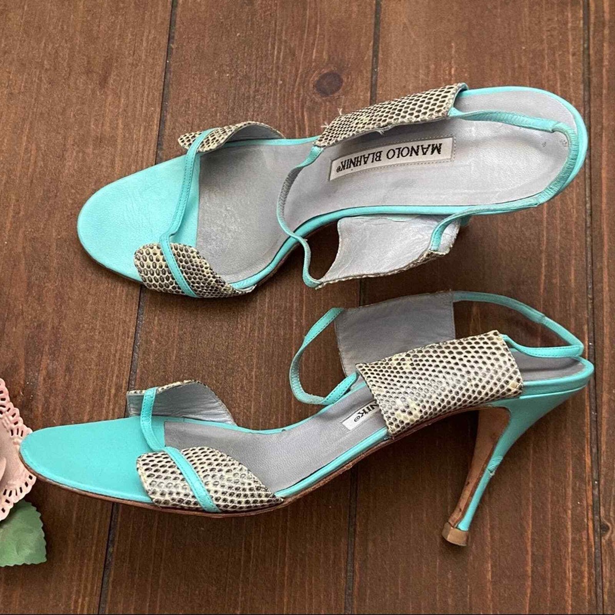 靴 MANOLO BLAHNIK 37 Manolo Blahnik W Shoe Size 37 Snakeskin Pointed Toe