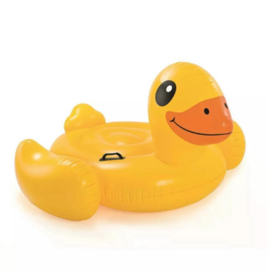 Inflatable Yellow Duck Ride-On Pool Float, 58'' x 58'' x 32''