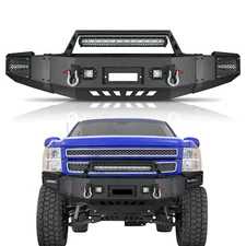 Black Offroad Front Winch Bumper W/ Light Bar D-rings Fits 07-13 Silverado 1500