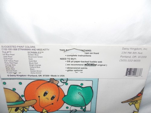 NEW Daisy Kingdom "Strawman and Miss Kitty " No Sew Fabric Applique Fall Harvest - Picture 5 of 10