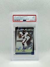 2021 PANINI CLEARLY DONRUSS AUTO-BLUE #62 DEVONTA SMITH ROOKIE 17 /99 PSA 9 AUTO